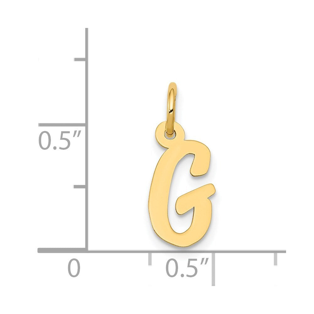 14k Yellow Gold Small Script Letter G Initial Charm Pendant