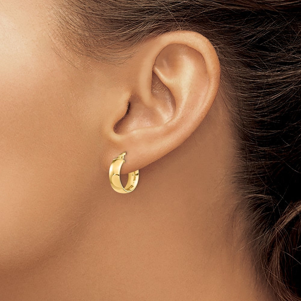 14k Yellow Gold High Polished 5mm Hoop Earrings