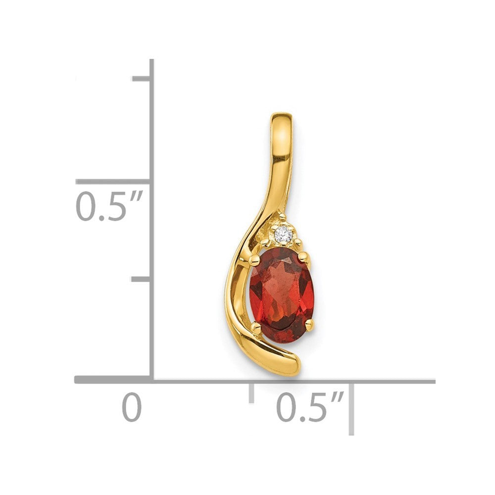 14k Yellow Gold Garnet and Diamond Pendant