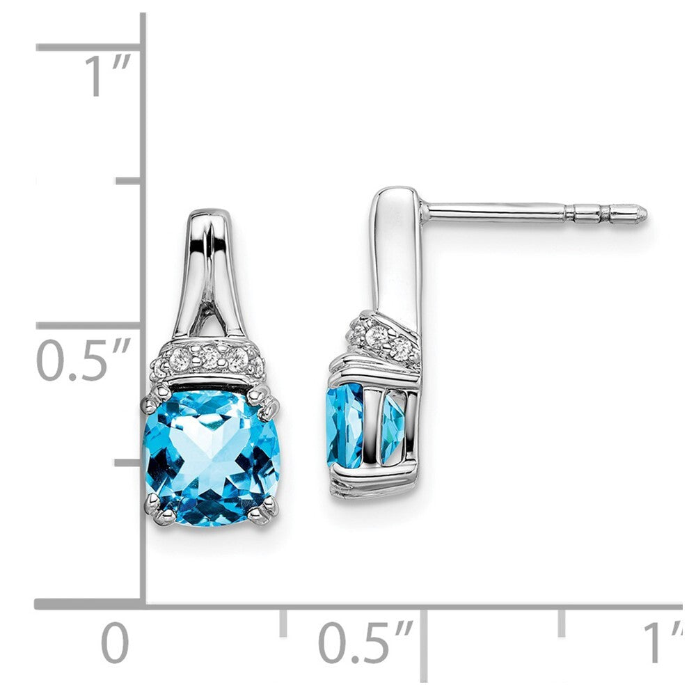 14k White Gold Blue Topaz and Diamond Drop & Dangle Earrings