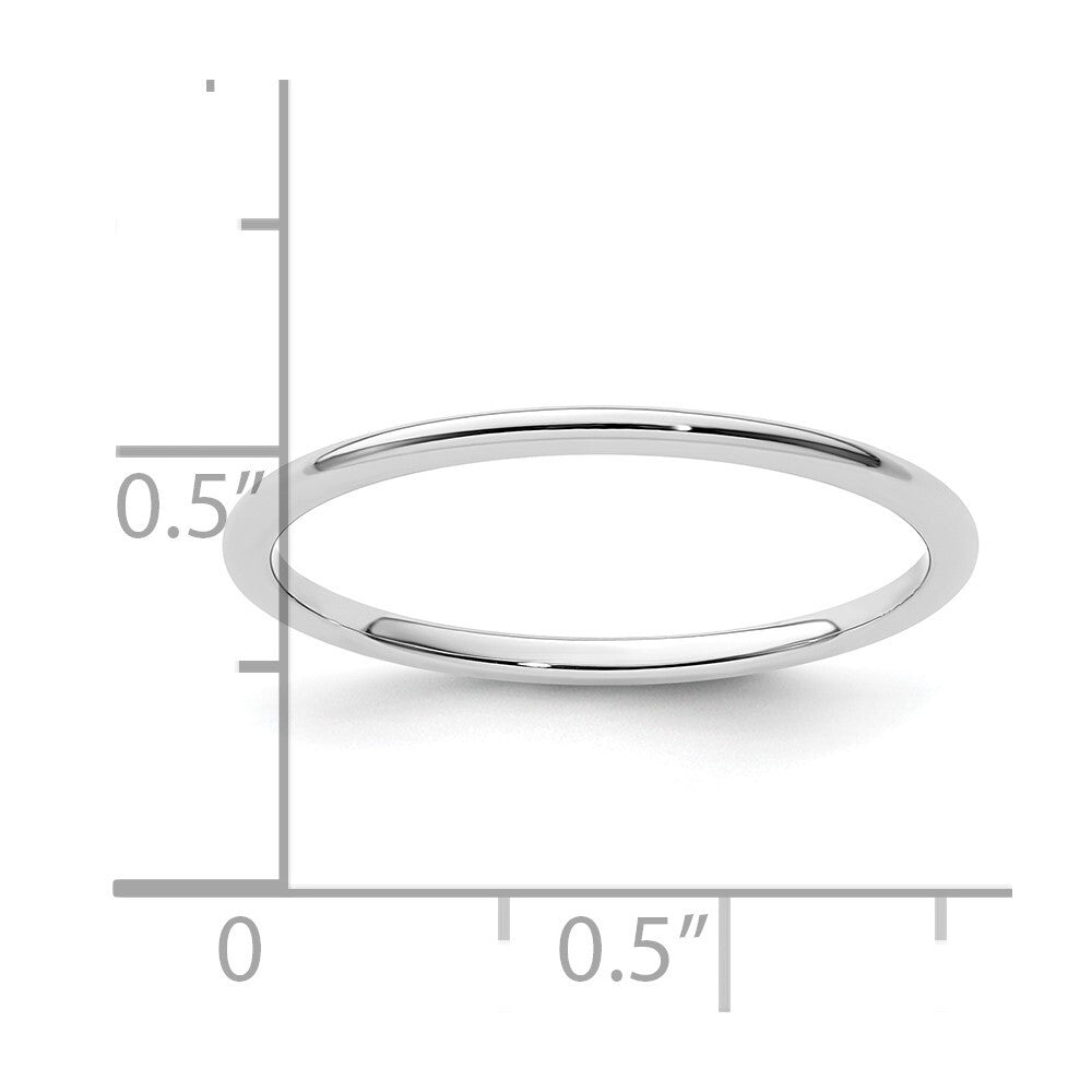14K White Gold 1.2mm Half Round Polished Stackable Band Size 8
