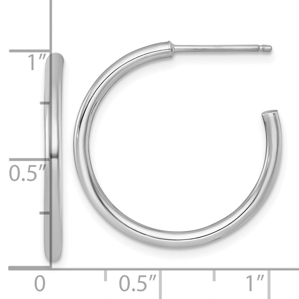 14k White Gold Polished 2.0 x 25mm Tube C-Hoop Earrings Gift for Women