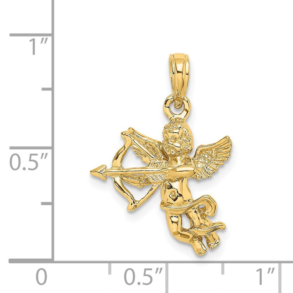 14k Yellow Gold Cupid Bow and Arrow Charm Pendant for Women