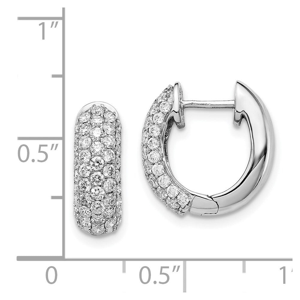 14k White Gold Diamond Hinged Hoop Earrings