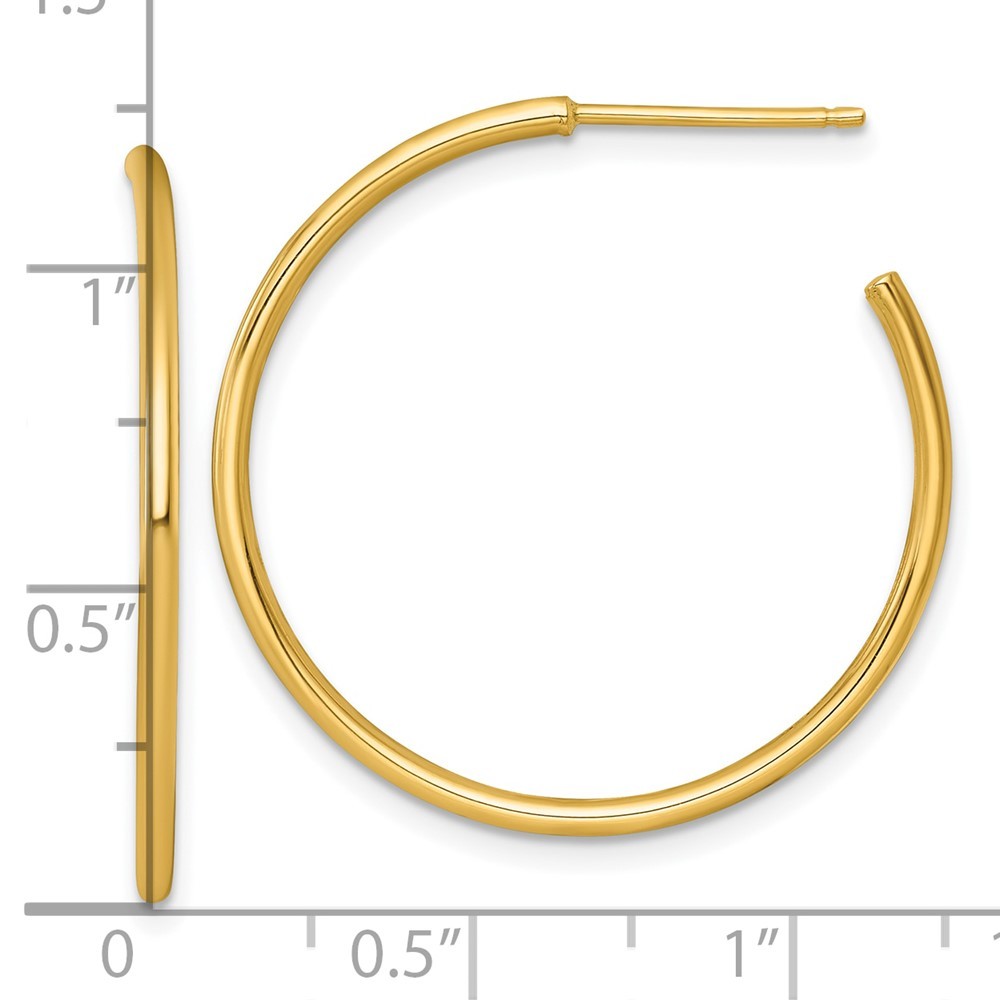 14k Yellow Gold Polished 1.5 x 30mm Solid C-Hoop Earrings