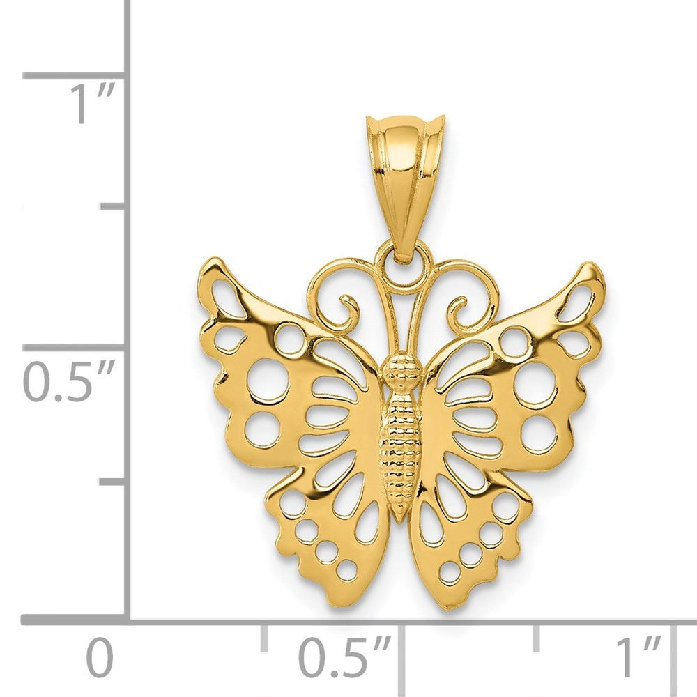 14k Yellow Gold Butterfly Pendant