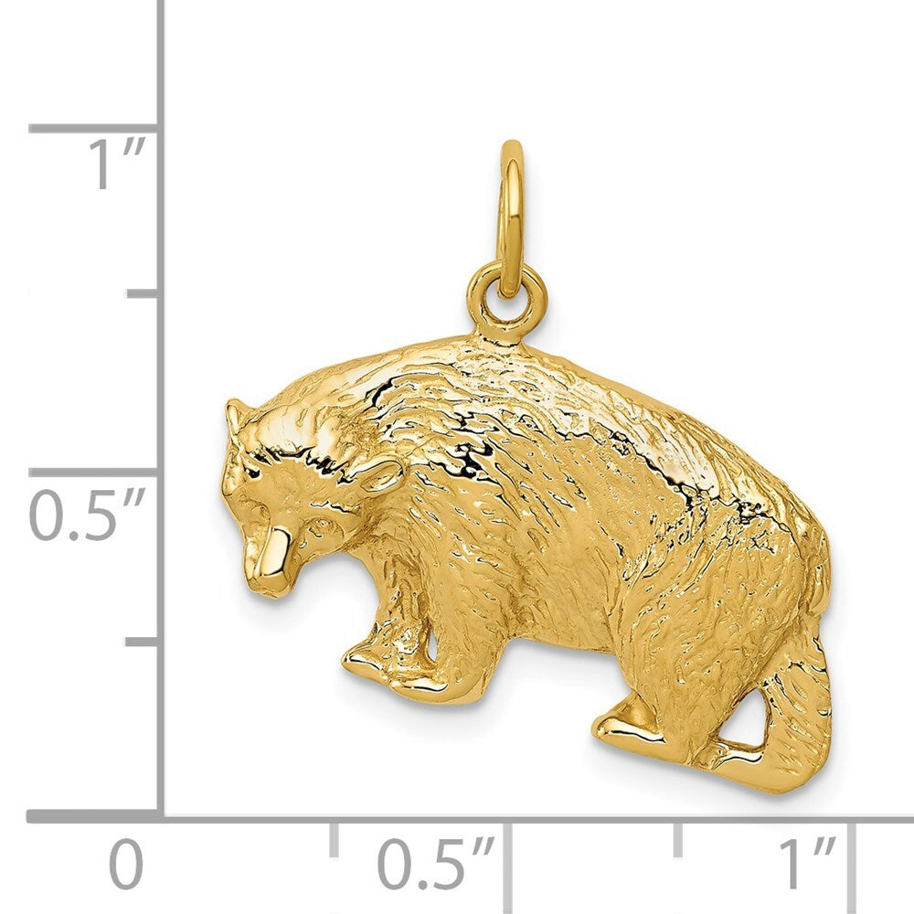 14k Yellow Gold Bear Charm Pendant for Women