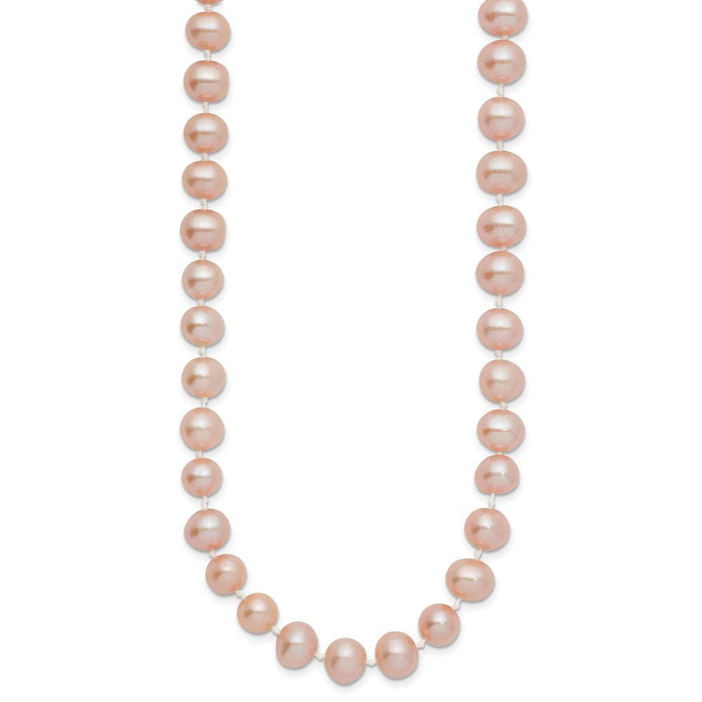 14k Yellow Gold 7-8mm Pink Near-Round Freshwater Cultured Pearl 18 inch Necklace