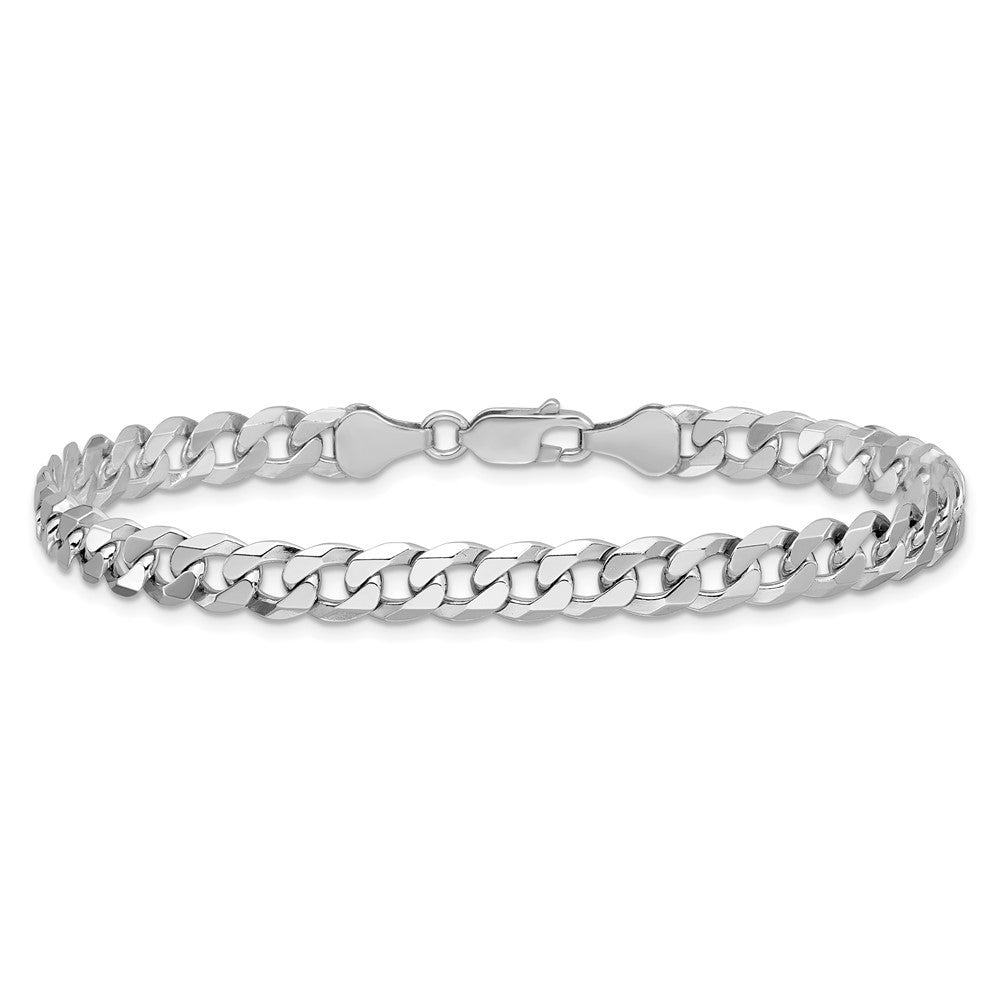 Sterling Silver Rhodium-plated 6mm Beveled Curb Chain Bracelet