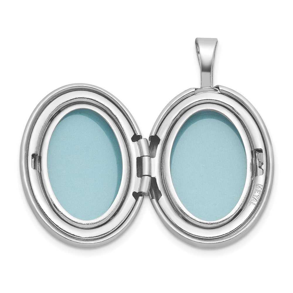 Sterling Silver Brushed And Polished 1 20 carat Diamond 16mm Oval Locket