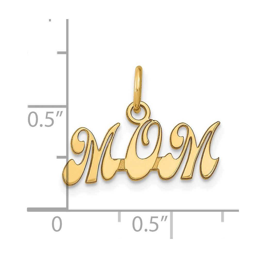 14k Yellow Gold MOM Charm Pendant