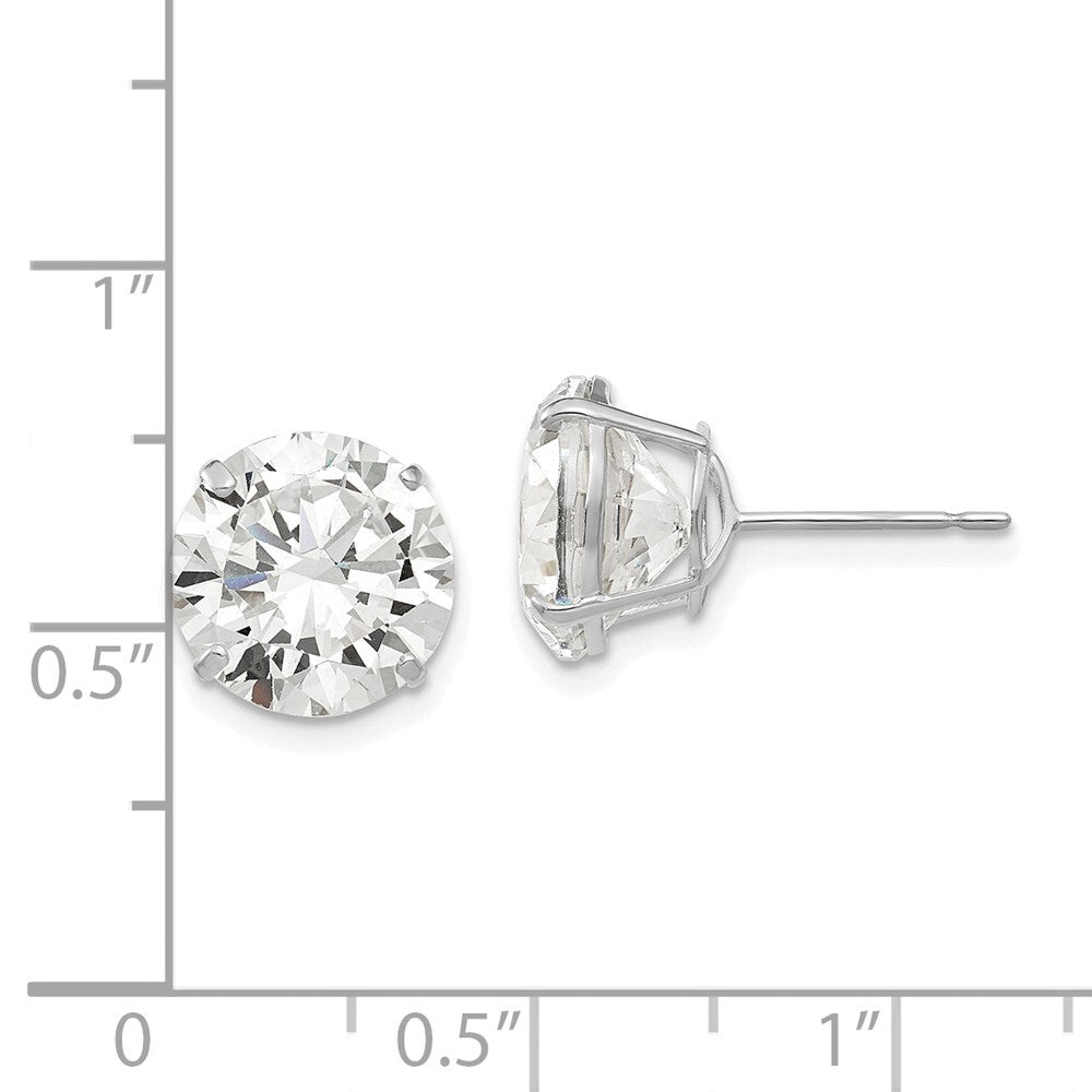 14k White Gold 10mm Round Cubic Zirconia Stud Earrings Gift for Women