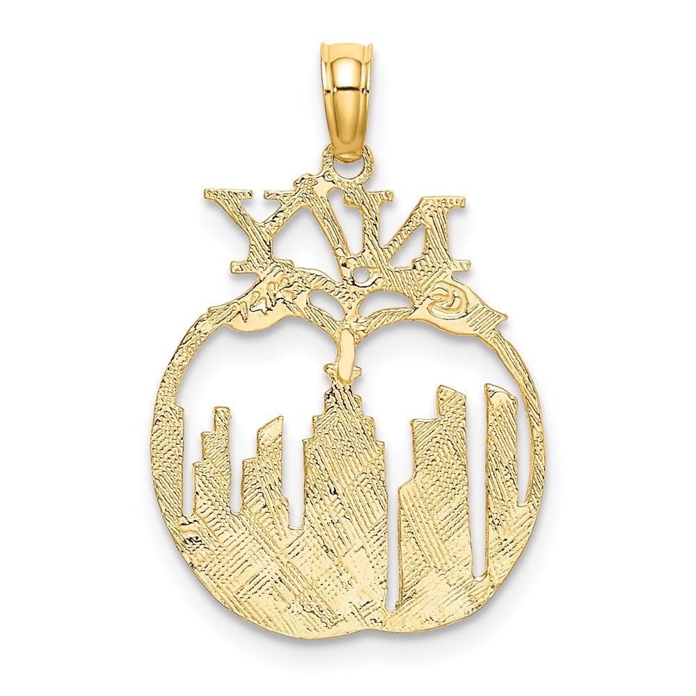 14k Yellow Gold New York Skyline in Apple Charm