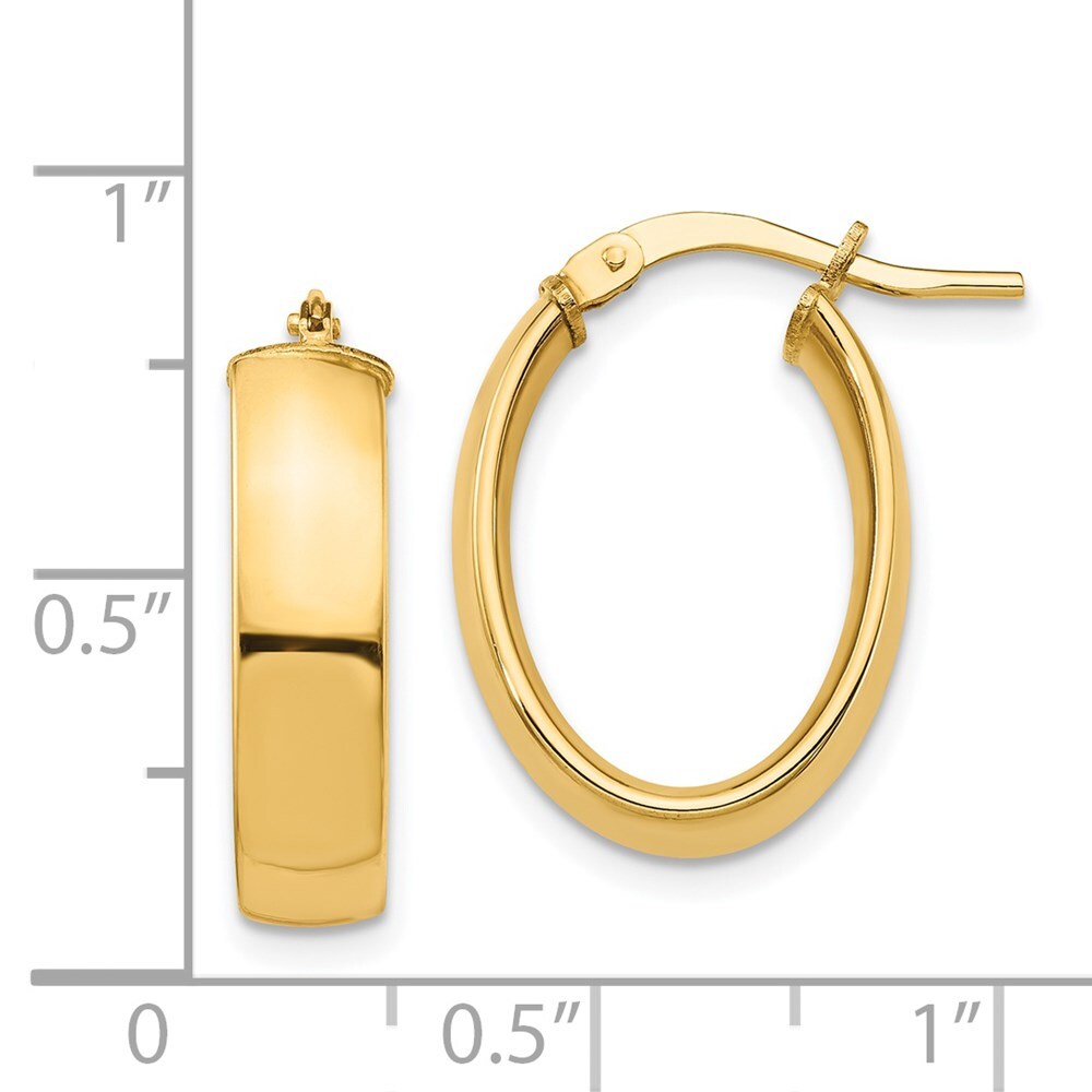 14k Yellow Gold High Polished 5mm Oval Hoop Earrings Gift for Women