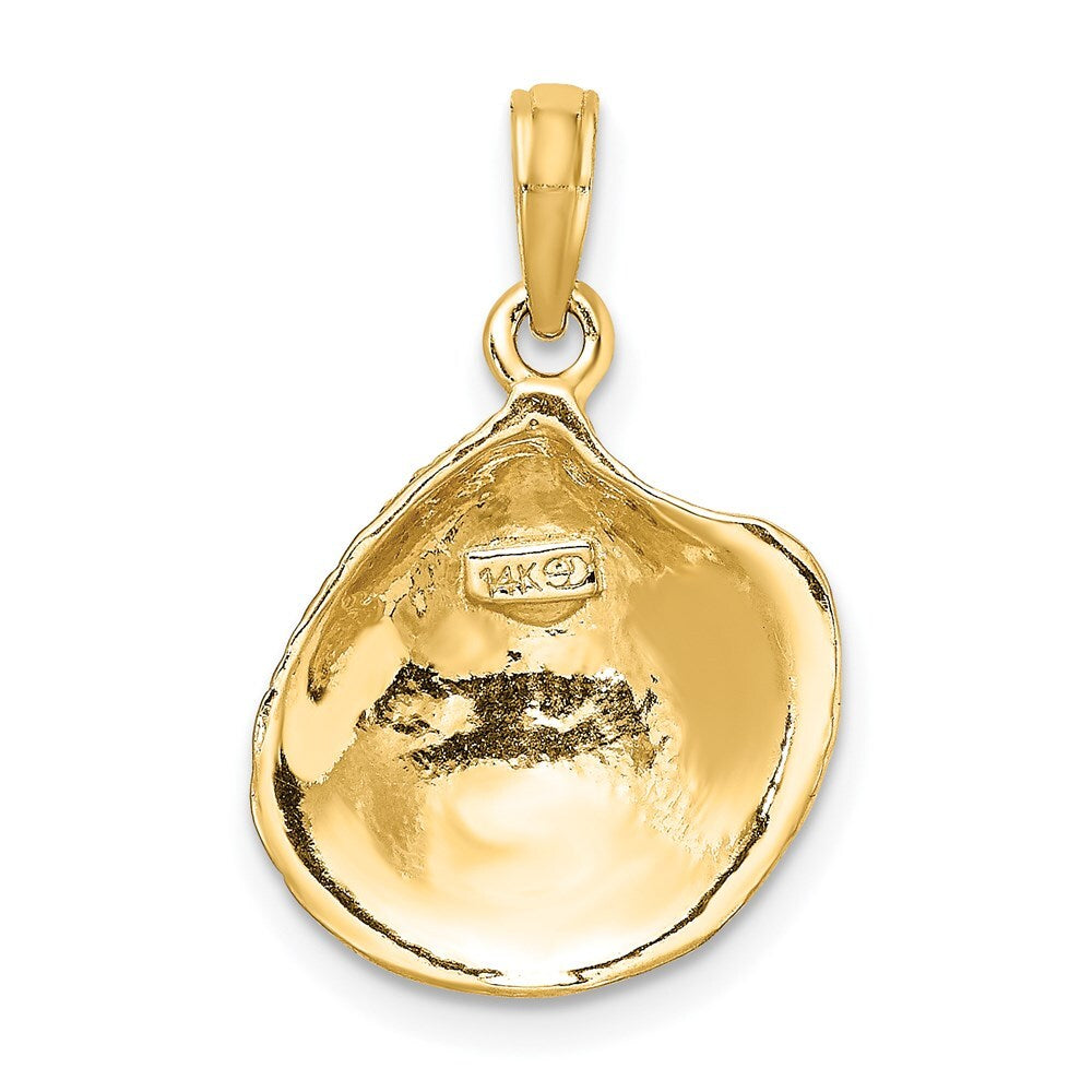 14k Yellow Gold Textured Clam Shell Charm Pendant for Women