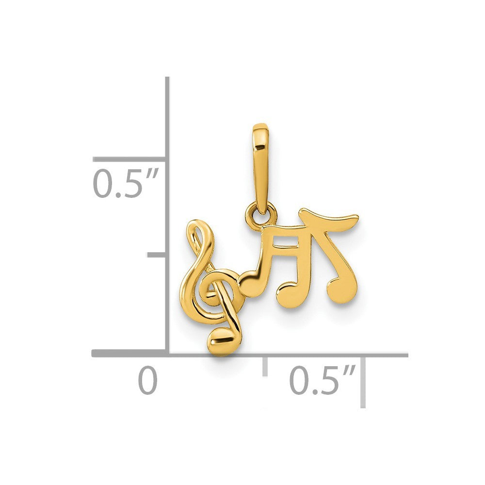 14k Yellow Gold Polished Music Notes Pendant