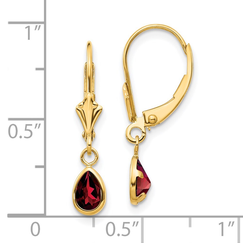 14k Yellow Gold 6x4mm Garnet/January Stud Earrings Gift for Women