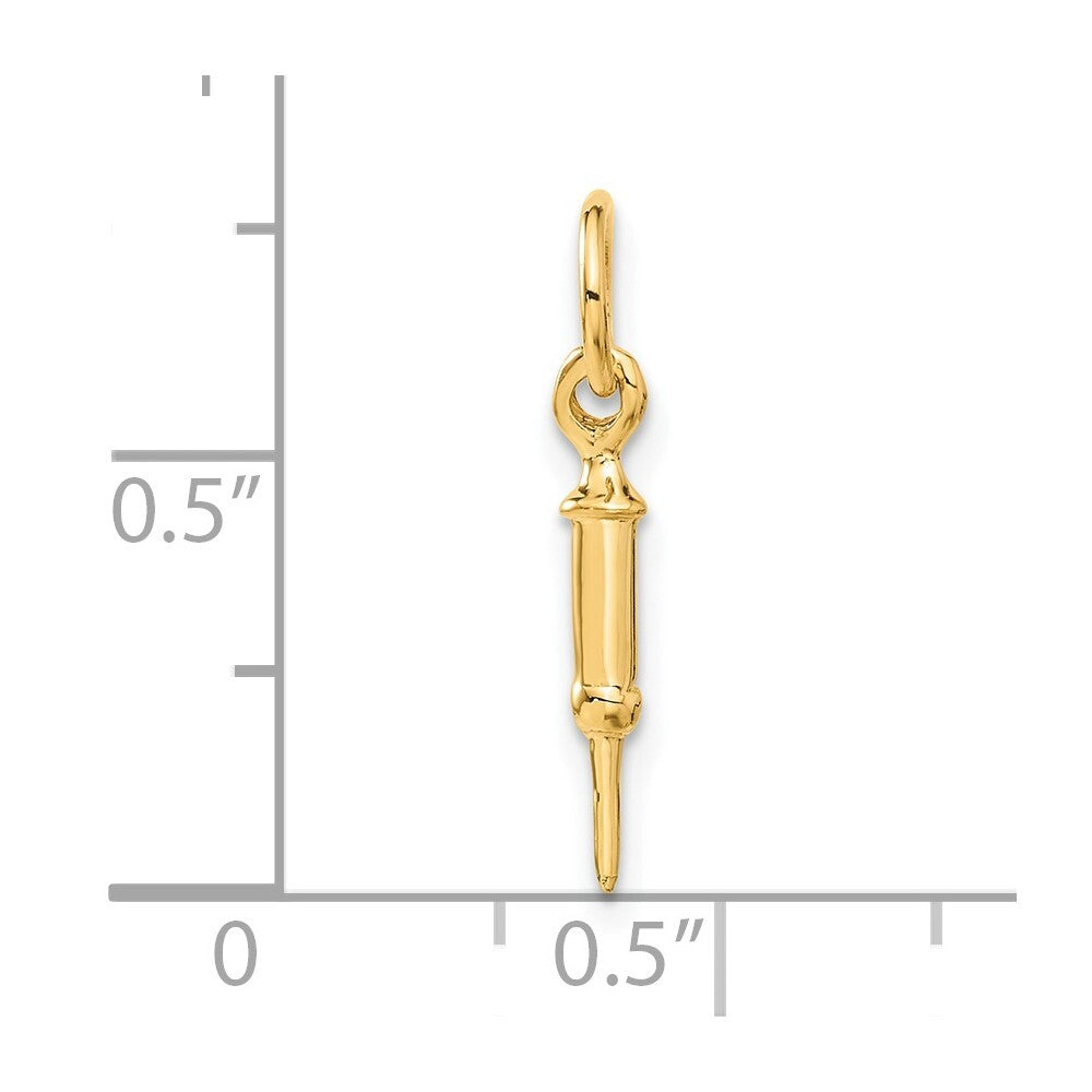 14k Yellow Gold Doctors Syringe Charm Pendant for Women