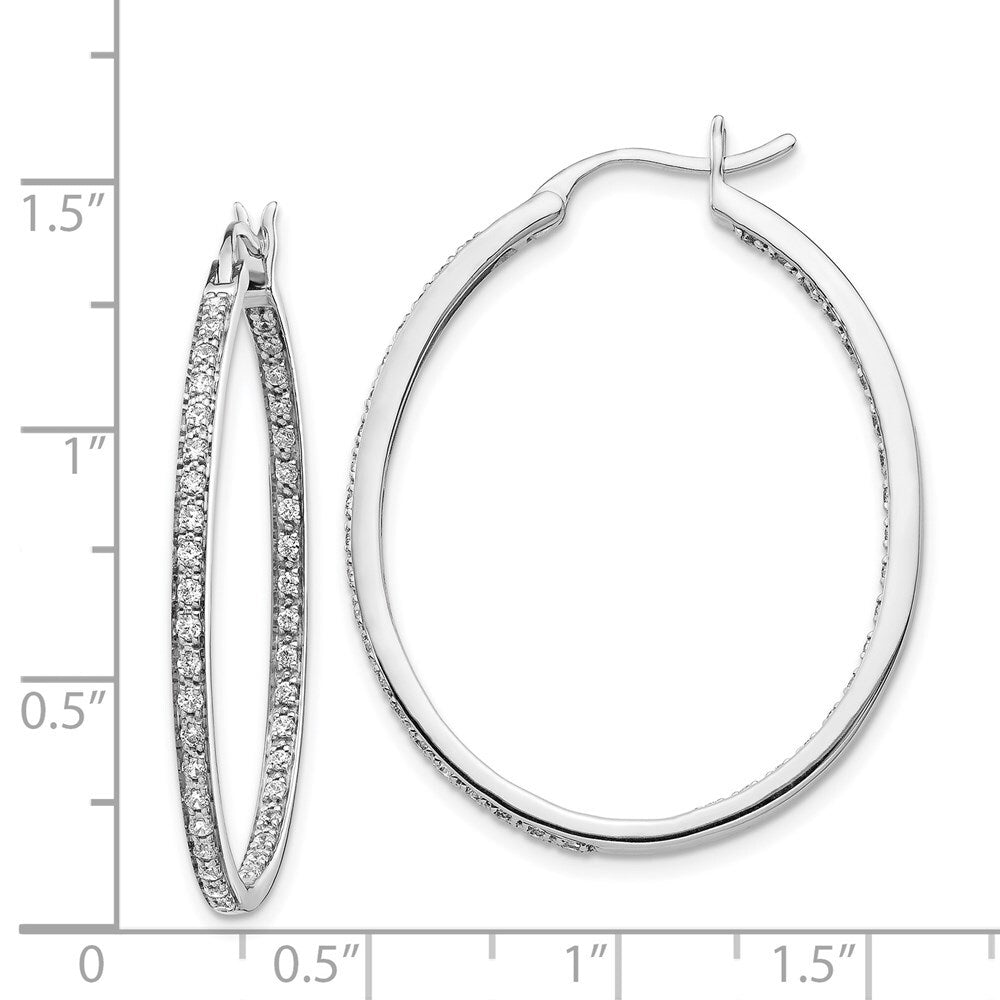 14k White Gold Diamond In/Out Hoop Earrings
