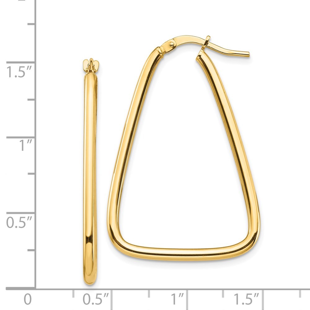 14k Yellow Gold 2mm Polished Triangle Hoop Earrings