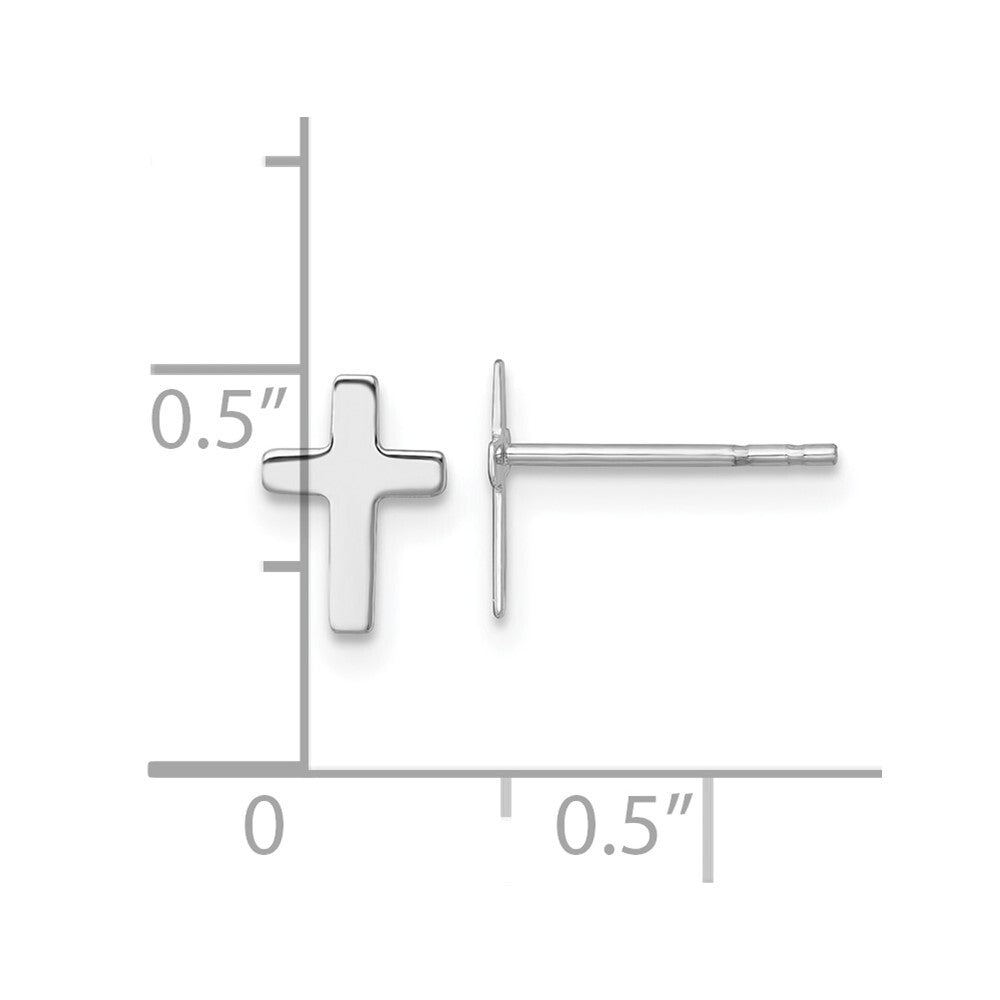 14k White Polished Latin Cross Stud Earrings Gift for Women