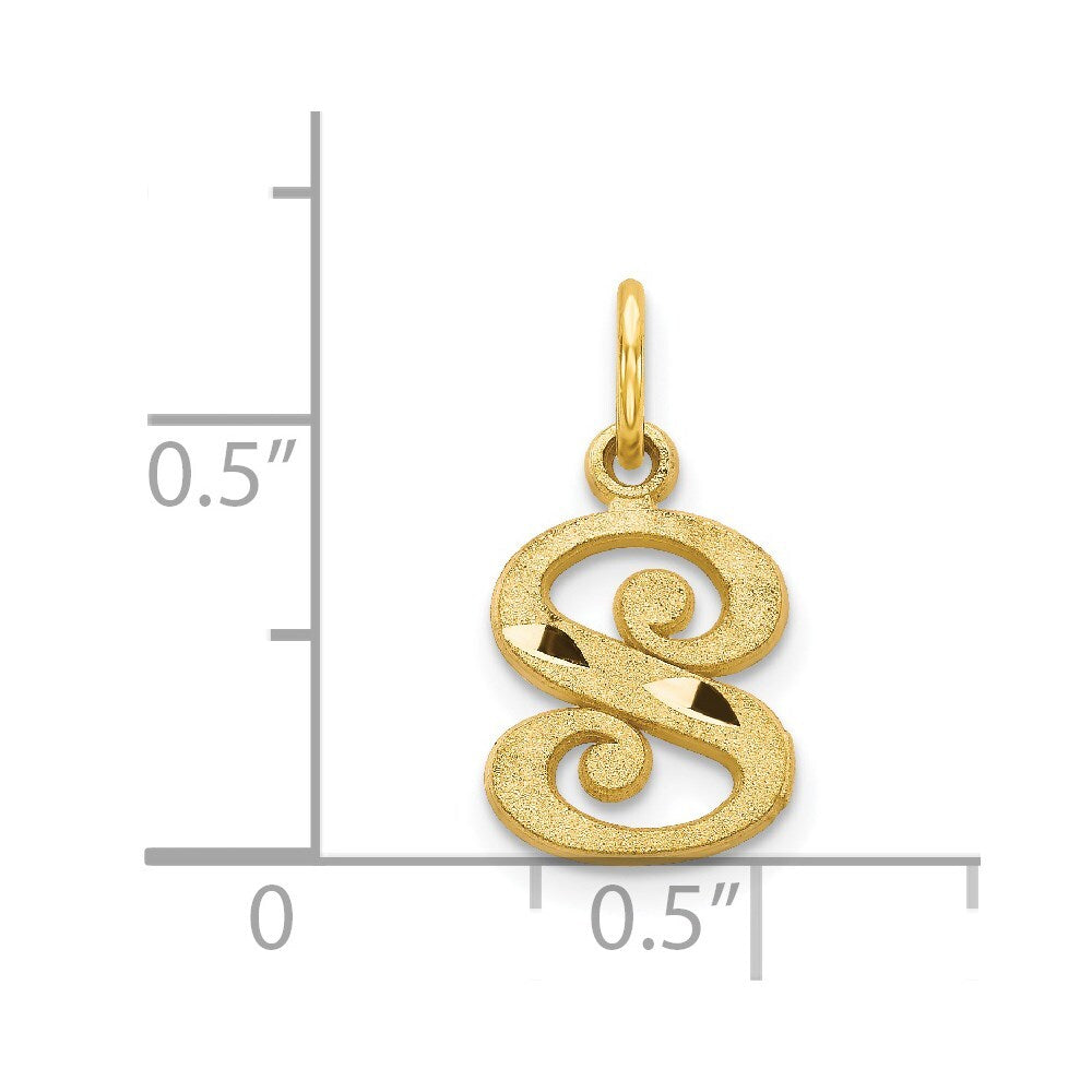 14k Yellow Gold Letter S Initial Charm Pendant for Women