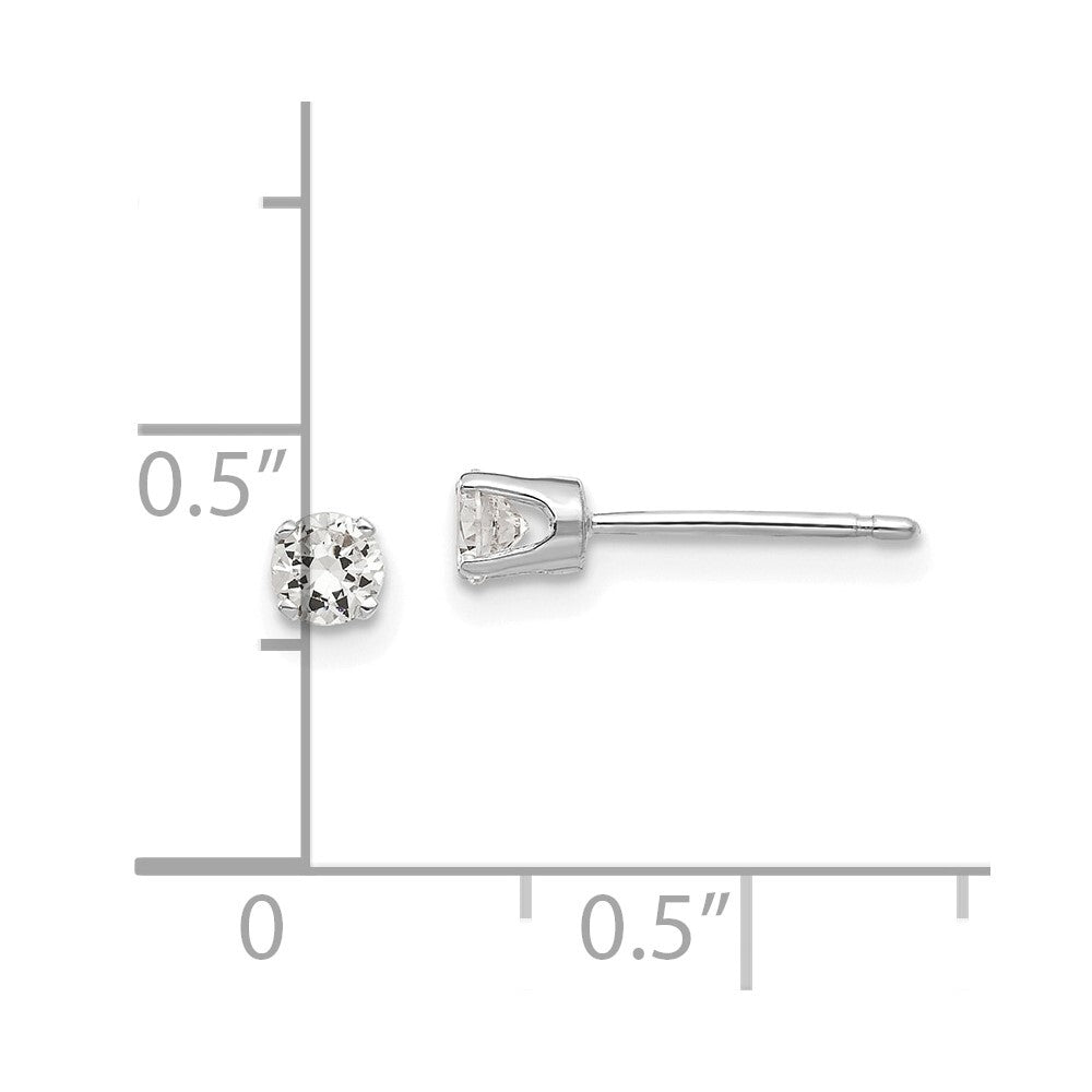 14k White Gold 3.25mm Cubic Zirconia Stud Earrings Gift for Women