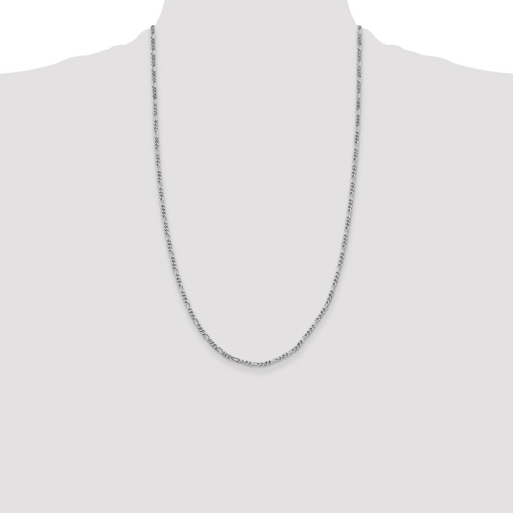 Sterling Silver Rhodium-plated 2.5mm Figaro Chain