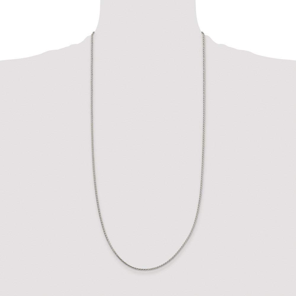 Sterling Silver Rhodium-plated 1.7mm Diamond-cut Round Spiga Chain