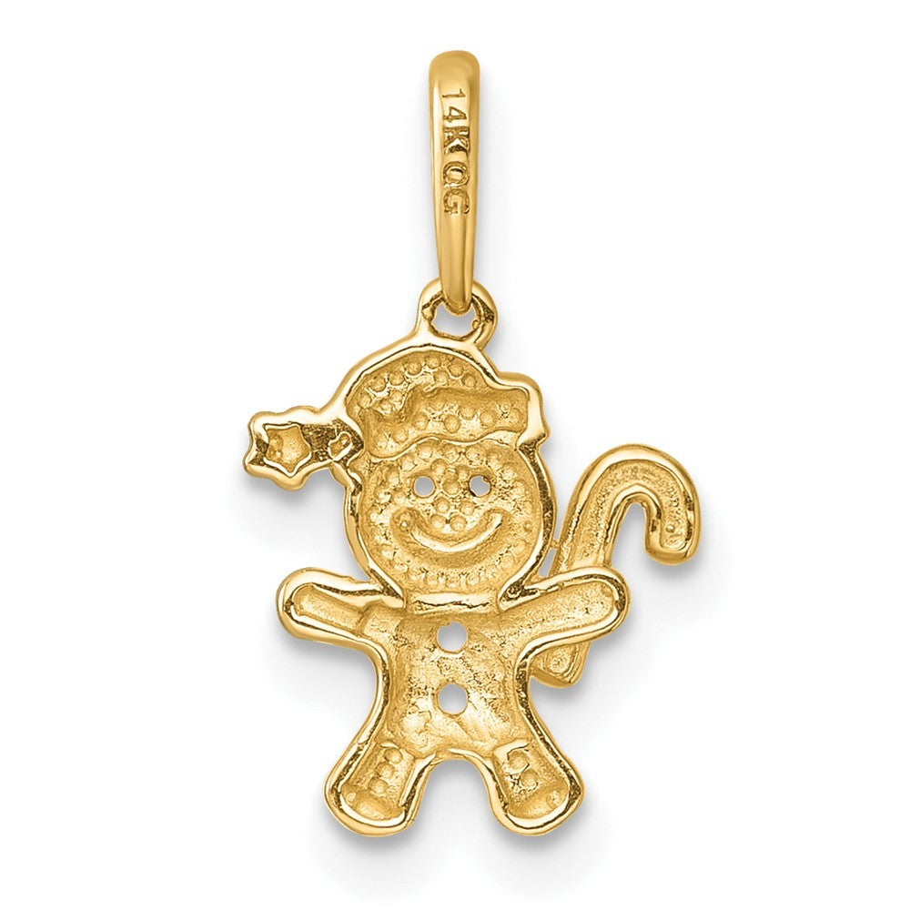 14k Yellow Gold Madi K Smiling Gingerbread Man Childrens Charm / Pendant