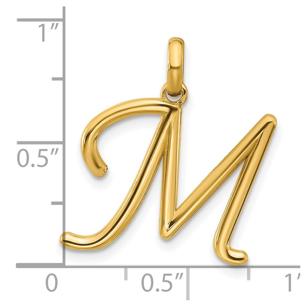 14k Yellow Gold Fancy Letter M Pendant for Women