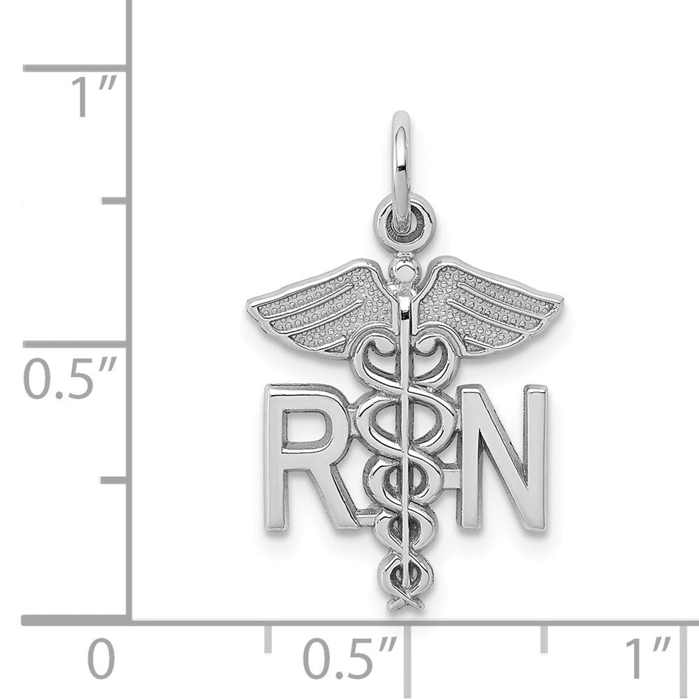 14k White Gold RN Registered Nurse Charm Pendant for Women