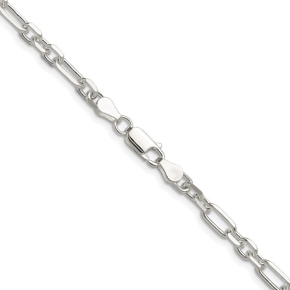 Sterling Silver Diamond-Cut 4.5mm 3 Short Plus 1 Long Cable Link Chain Necklace