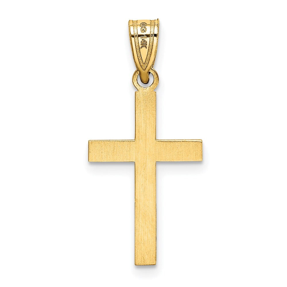 14k Yellow Gold Laser Etched Cross Pendant for Women