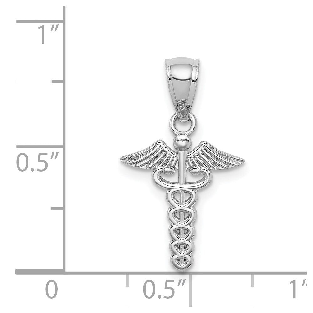 14k White Gold White Polished Medical Symbol Pendant for Women