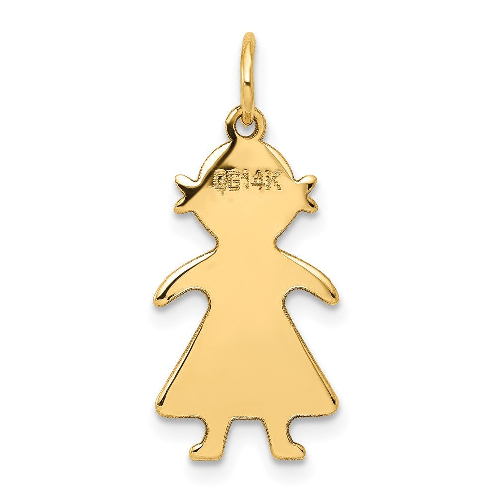 14k Yellow Gold .018 Depth Engravable Girl Charm Pendant for Women