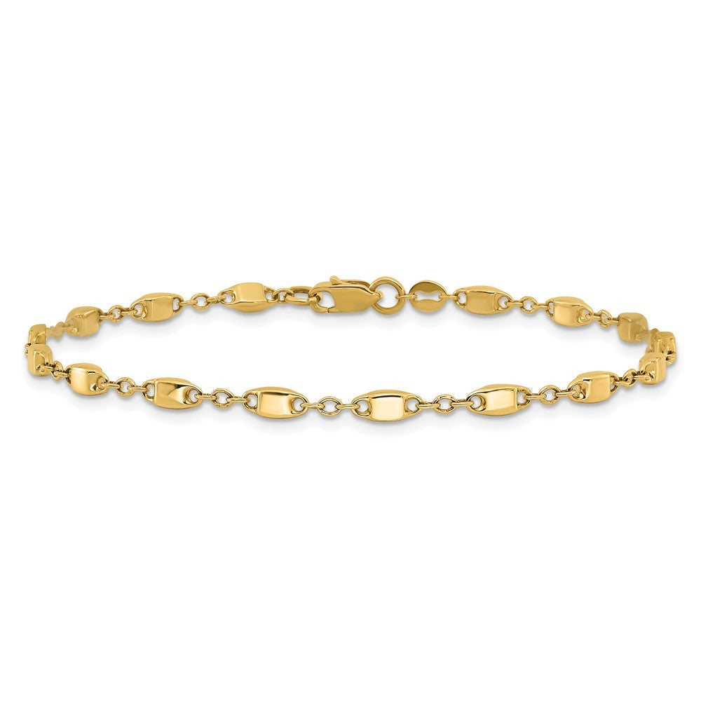 14k Yellow Gold Polished Fancy Square Link 7.5 inch Bracelet