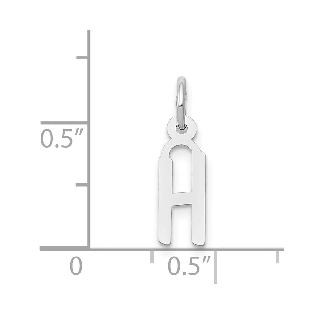 14k White Gold Small Slanted Block Letter H Initial Charm Pendant for Women