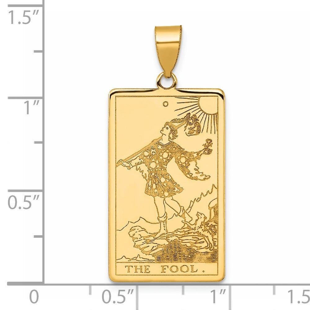 14k Yellow Gold The Fool Tarot Card Pendant for Women
