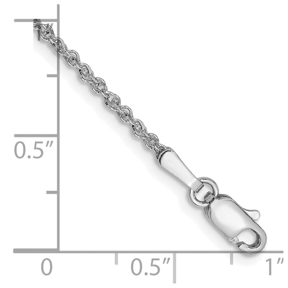 14K White Gold 10 inch 1.7mm Ropa with Lobster Clasp Anklet