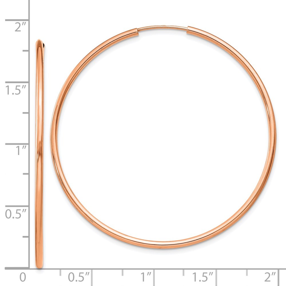14k Rose Gold 1.5mm Polished Endless Hoop Earrings