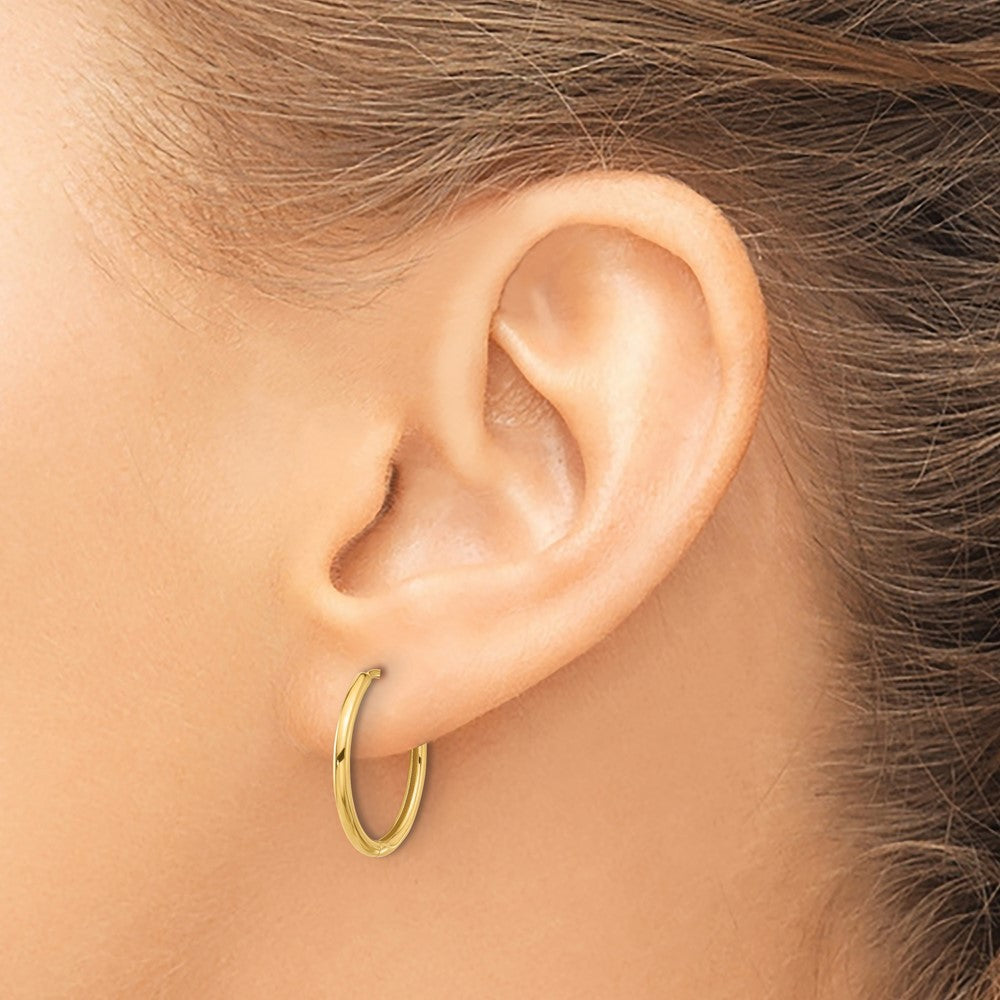 14k Yellow Gold Polished Hinged Hoop Earrings