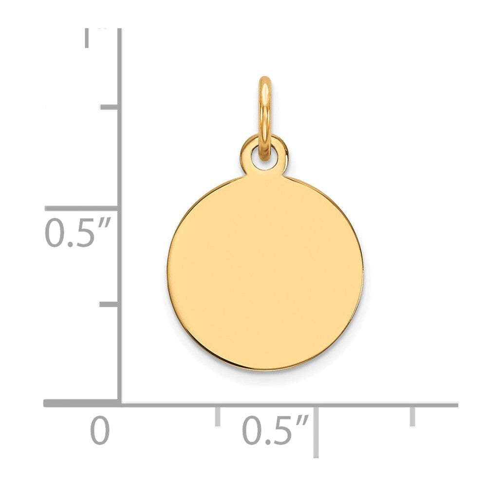 14k Yellow Gold Plain .035 Gauge Circular Engravable Disc Charm
