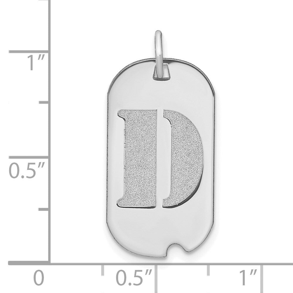 14k White Gold Polished Letter D Initial Dog Tag Pendant for Women