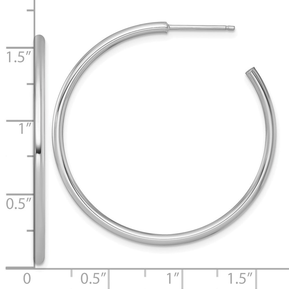 14k White Gold Polished 2 x 40mm Tube C-Hoop Earrings