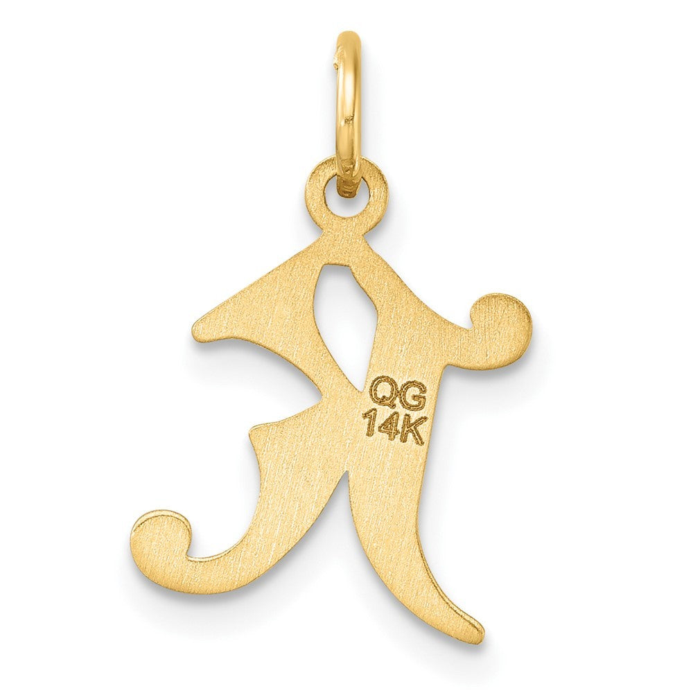 14k Yellow Gold Diamond-cut Letter K Initial Charm