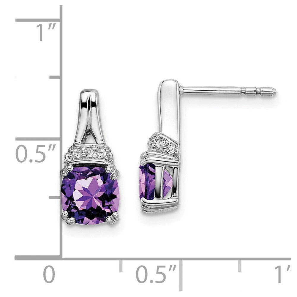 14k White Gold Amethyst and Diamond Drop & Dangle Earrings