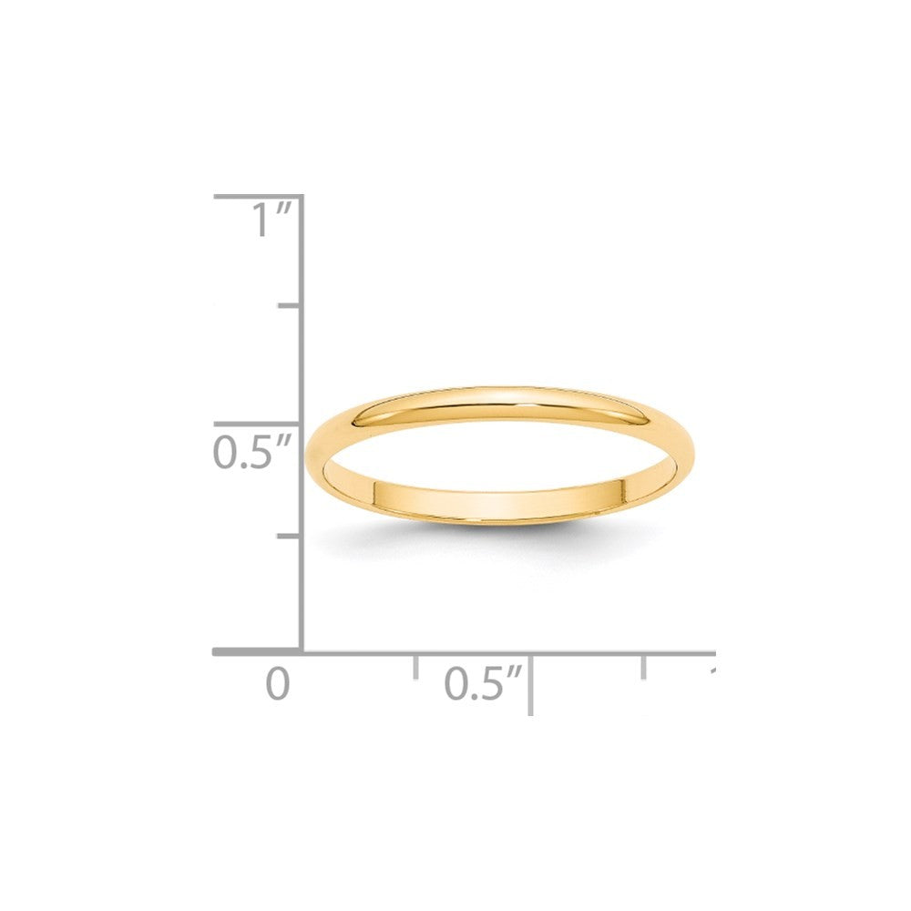 14k Yellow Gold 2mm Lightweight Half Round Wedding Band Ring Size 10