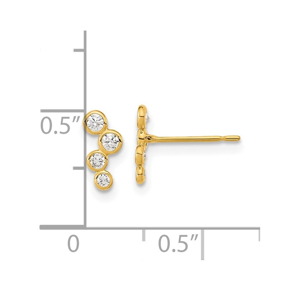 14k Yellow Gold 4-CZ Bezel Set Earrings