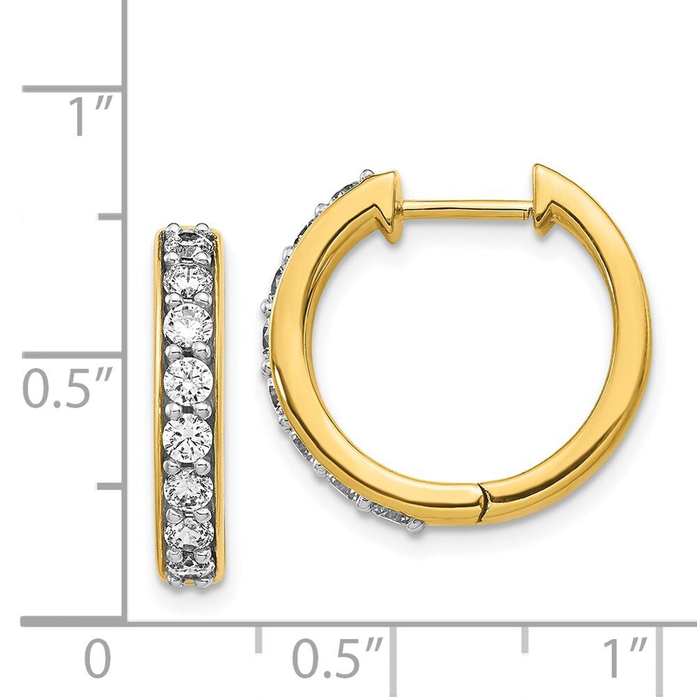 14k Yellow Gold Diamond Hinged Hoop Earrings